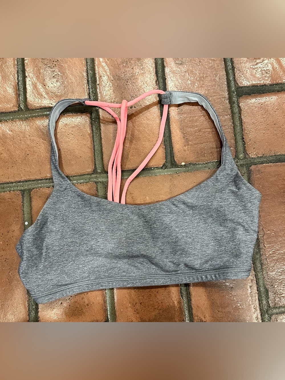 LululemonGrey & Pink Strappy Sports Bralette